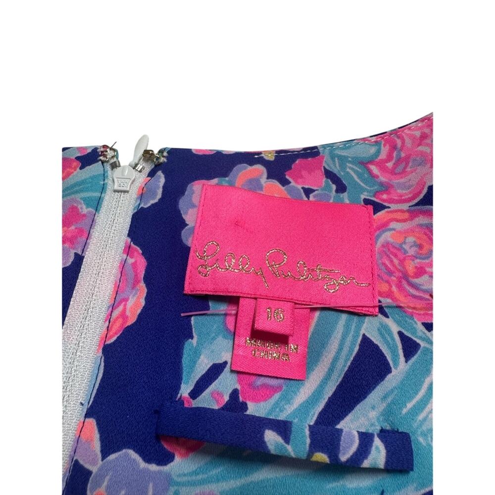 Lilly Pulitzer Rosie Dress Corsica Blue Toucan Party Size 16 NWOT *Missing Belt* - Picture 4 of 8